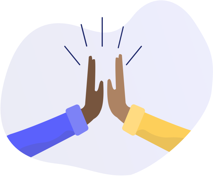 An illustration of two people highfiving