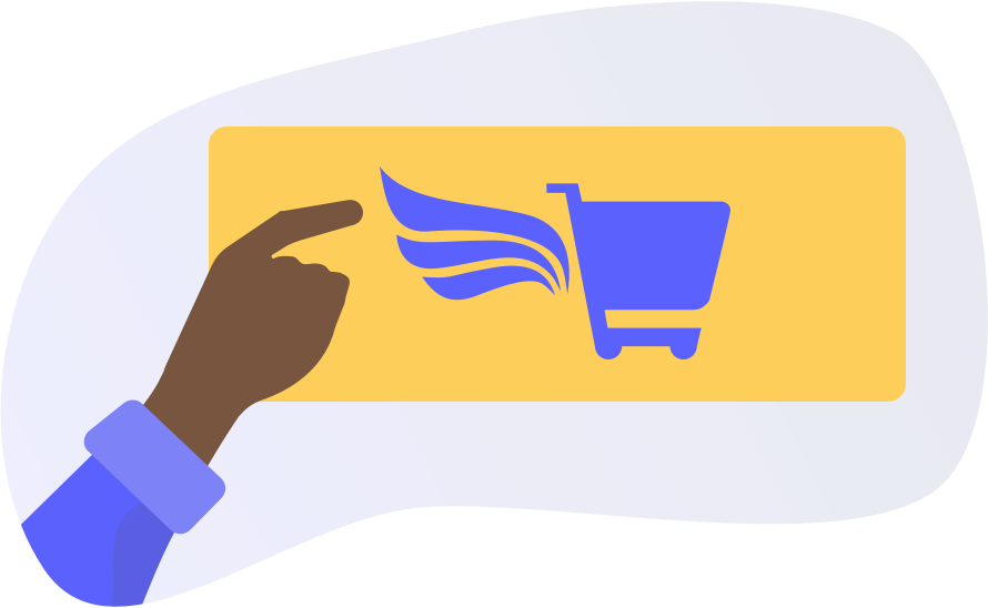 A hand clicking a button symbolizing quick order
